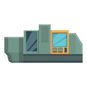 Factory cnc icon cartoon . Machine industry Stock Illustration