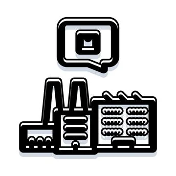 Factory communication icon displaying industrial process dialogue Stock Illustration