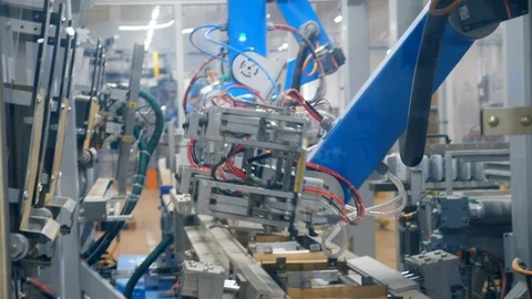 Factory complex is making and packaging carton boxes. Modern robotic factory Stock Footage 111265695