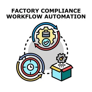 Factory compliance workflow automation process optimization concept Stockillustratie