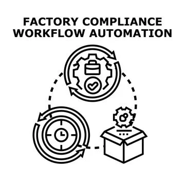 Factory compliance workflow automation process optimization concept Stock Illustration