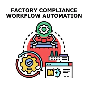 Factory compliance workflow automation process system Stock Illustration