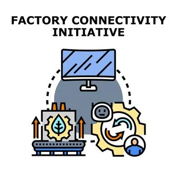 Factory connectivity initiative developing smart sustainable manufacturing Stock Illustration