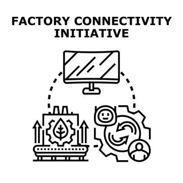 Factory connectivity initiative developing smart sustainable manufacturing Stock Illustration