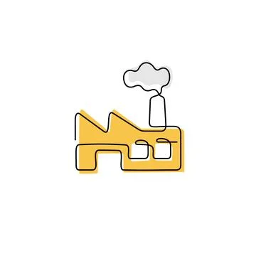 Factory continuous line vector icon Stock Illustration