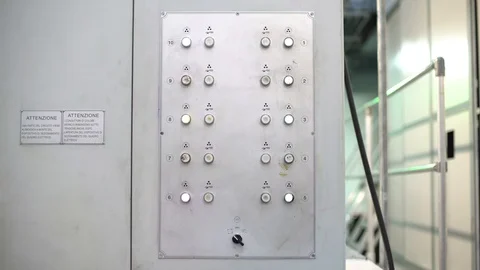 Factory control panel with blinking lights and buttons 스톡 동영상 97942606