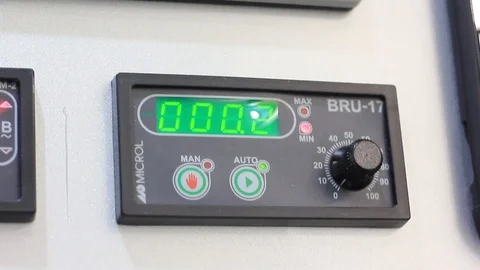 Factory control panel with various buttons and lights Stock Footage 121888641