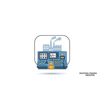 Factory control room illustration with operator and screens Stock Illustration