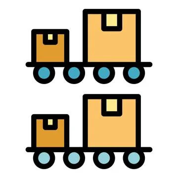 Factory conveyor icon vector flat Illustrazione stock
