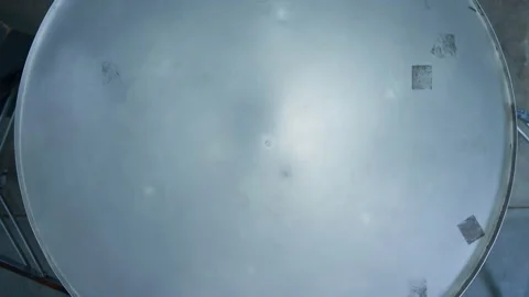 Factory conveyor machine rotating in technological manufacture complex top view Stock Footage 169869087