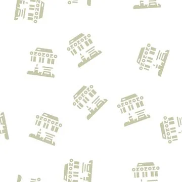 Factory conveyor production glyph vector seamless pattern Illustrazione stock
