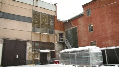 Factory Courtyard in Winter Stock Footage 341268219
