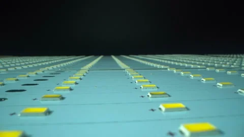Factory of create disassembled LED lamp. Many Light-emitting diode panels with Stock Footage 143532696