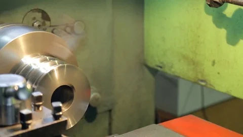 At factory the cylinder is processed quickly on a horizontal lathe Stock Footage 71669128