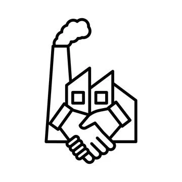 Factory deal icon linear logo mark in black and white Stock Illustration