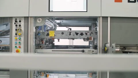 Factory Die Cutting Machine Chops Paper Stock Footage 159015244