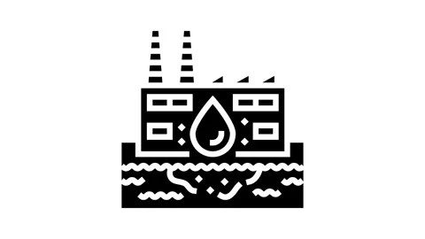 Factory discharging waste river glyph icon animation Stock Footage 326140432