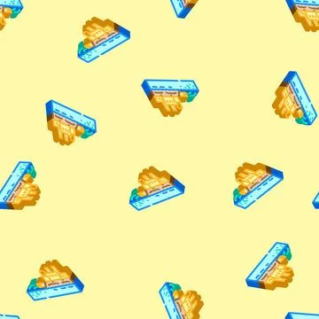 Factory discharging waste river isometric icon seamless pattern Stock Illustration