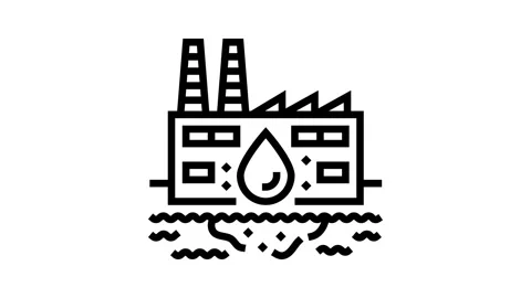 Factory discharging waste river line icon animation Stock Footage 326121949