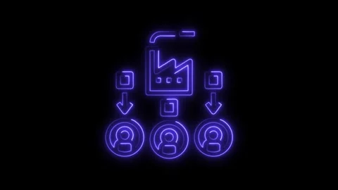 Factory distributing products to customers with glowing neon effects Vídeo Stock 308194315