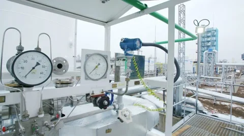 Factory distribution, and industrial processing of natural gas. Many pipelines Видео 61315419