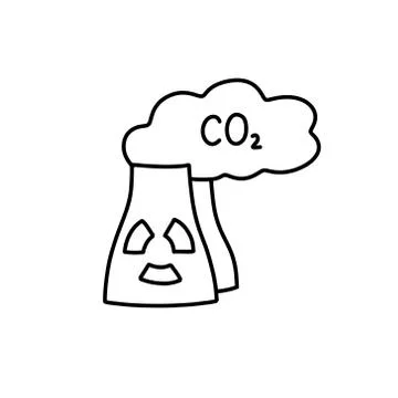 Factory doodle icon, vector color line illustration Stock Illustration