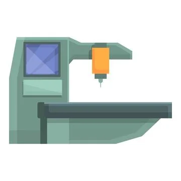 Factory drill line icon cartoon . Cnc equipment Stock Illustration