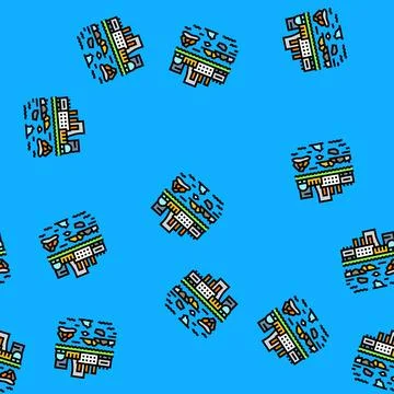Factory dumping plastic waste into water vector seamless pattern Illustrazione stock