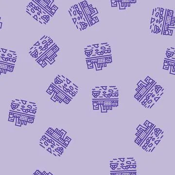 Factory dumping plastic waste into water line seamless pattern Stock Illustration