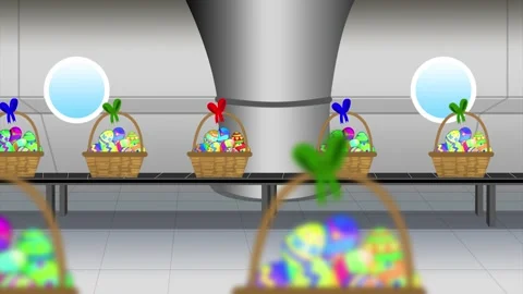Factory with Easter gift baskets Stock Footage 268761361
