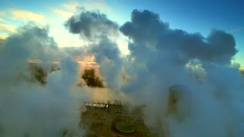 Factory emissions at sunrise Stock Footage 295304498