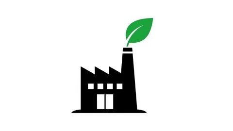 Factory emitting green leaf Illustrazione stock