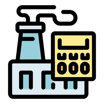 Factory emitting pollution and electricity meter measuring energy consumption Stock Illustration