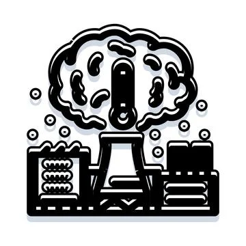 Factory emitting smoke with high temperature thermometer Stock Illustration