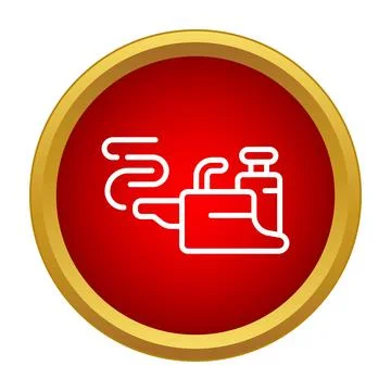 Factory emitting smoke pollution icon on red background Stock Illustration