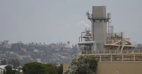 Factory Emitting steam into the air Stock Footage 40050105