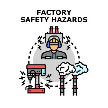 Factory employee facing industrial workplace safety hazards Stock Illustration