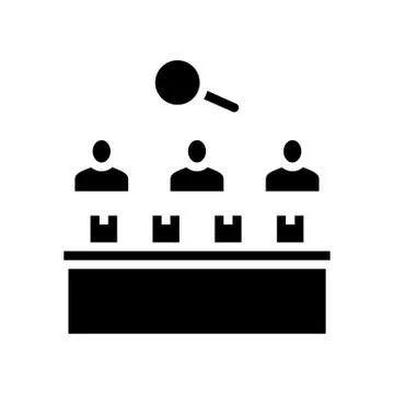 Factory employees controlling manufacturing process glyph icon vector Illustrazione stock