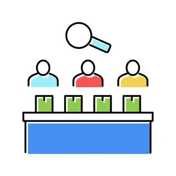 Factory employees controlling manufacturing process color icon vector Illustrazione stock