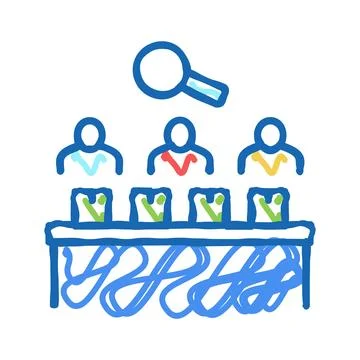 Factory employees controlling manufacturing process icon doodle illustration Illustrazione stock