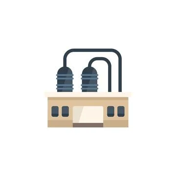 Factory energy icon flat vector. Global earth イラスト素材