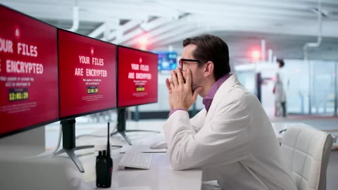 Factory Engineer Stares At Computer Screen Shocked Stock Footage 335457741