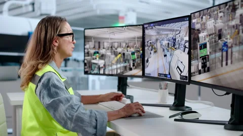 Factory Engineer Uses SCADA Software Stock Footage 347289851