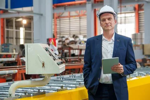 Factory Engineering Manager Using Tablet for Production Monitoring and Oper.. Stock-Fotos