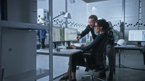Factory Engineers Designing Technology Stock Footage 321005283