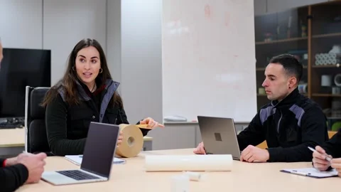 Factory engineers having a meeting Stock Footage 266343801