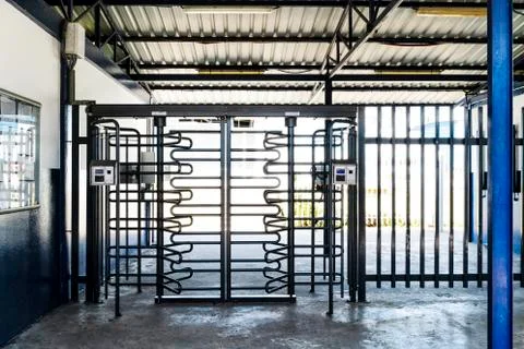 Factory entry for employees. Stock Photos