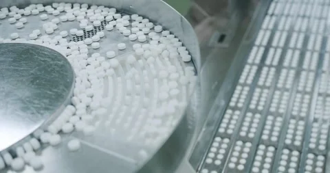 Factory equipment and machine conveyor. Industrial pharmaceutical concept. Stock Footage 242423073