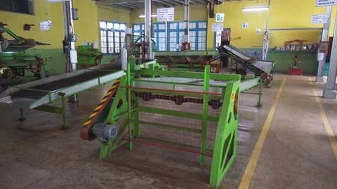 Factory equipment inside a tea processing plant in Nuwara Eliya. Stock Footage 77109547