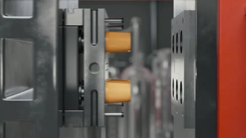Factory equipment molding raw materials to craft eco-friendly plastic goods Stock Footage 305947506